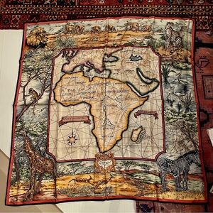 NEW Wathne silk scarf Africa map